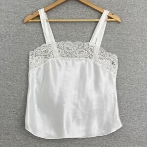 Vintage Lucie Ann II Camisole Womens 34 White Lace Silky Beaded Lingerie Slip